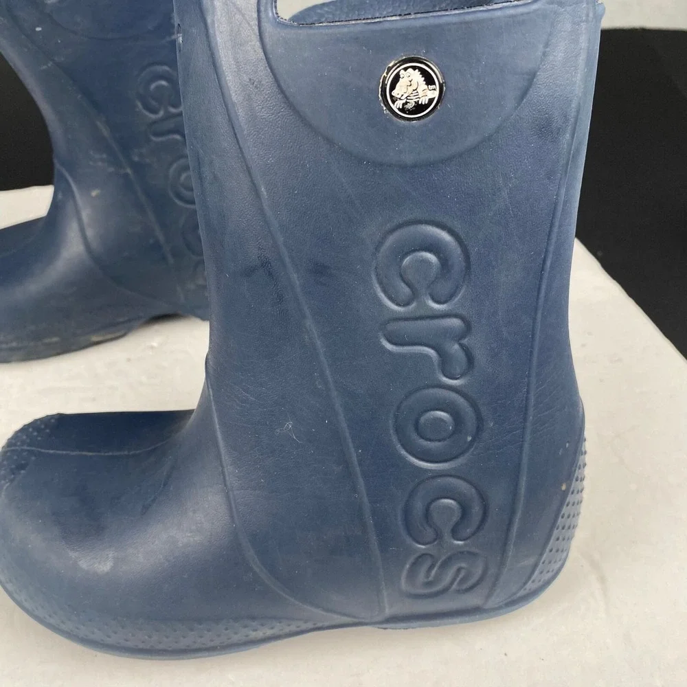 Crocs Kids j2 Handle It Rain Boots Navy Pull On 12803 Youth‎ Waterproof